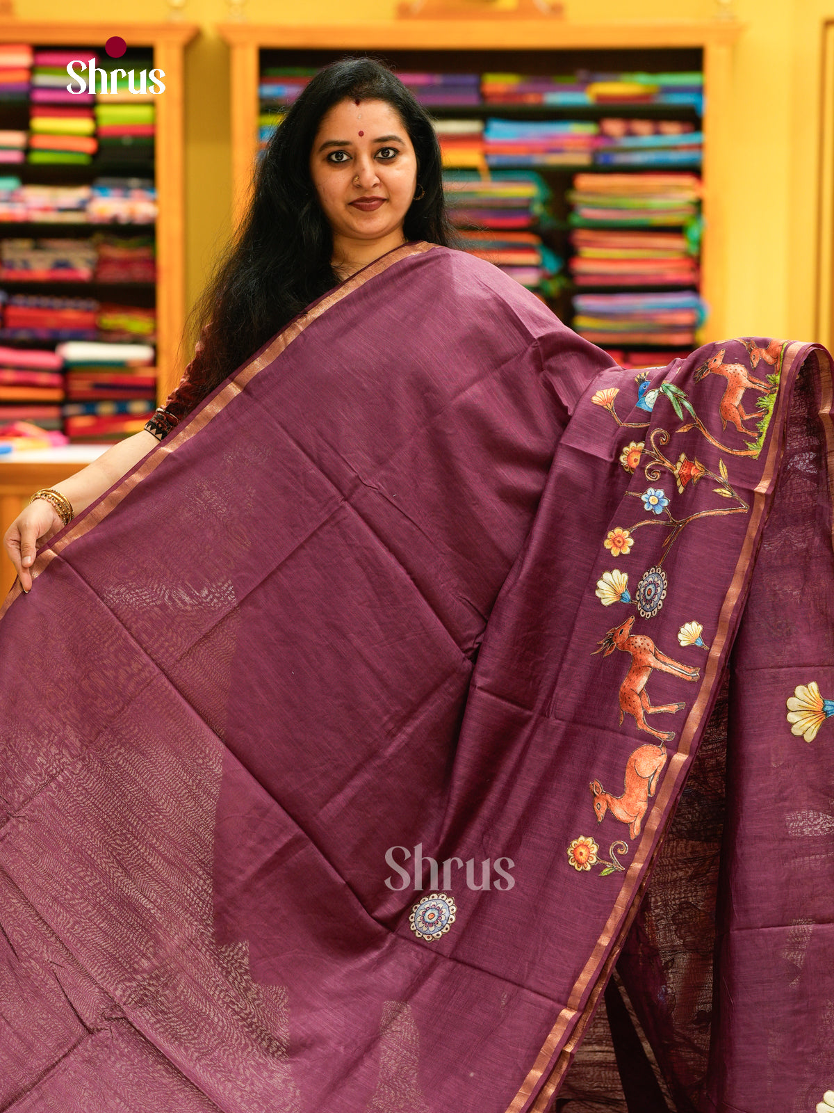 Kalamkari Applique Saree - EGS13037