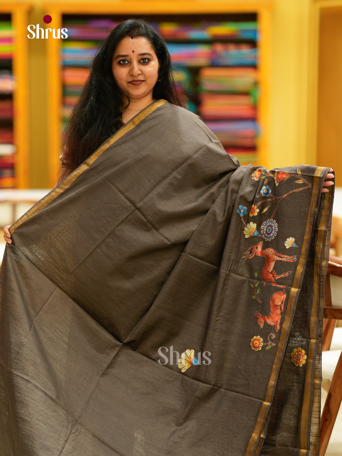 Kalamkari Applique Saree - EGS13058