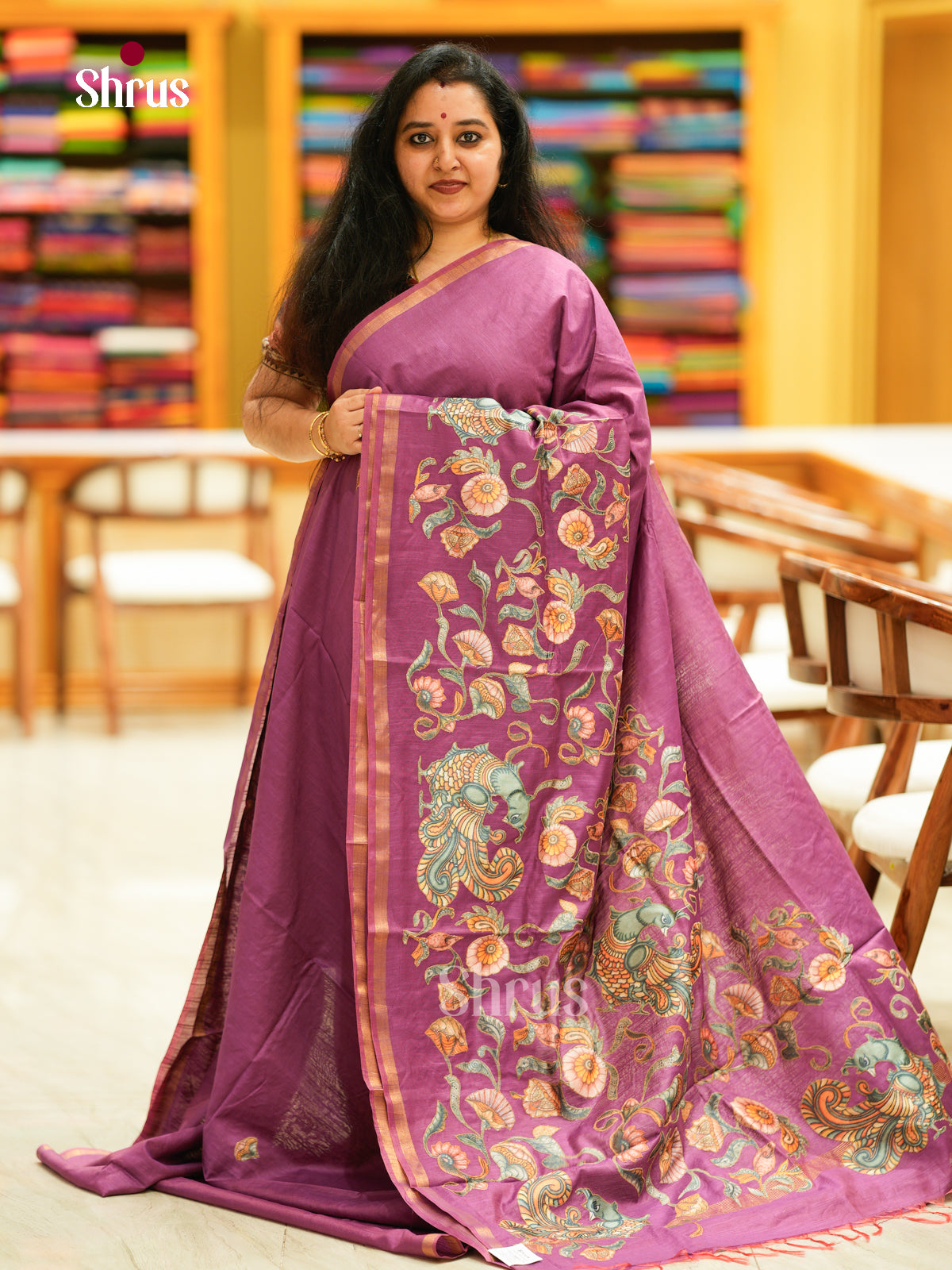 Kalamkari Applique Saree - EGS13083
