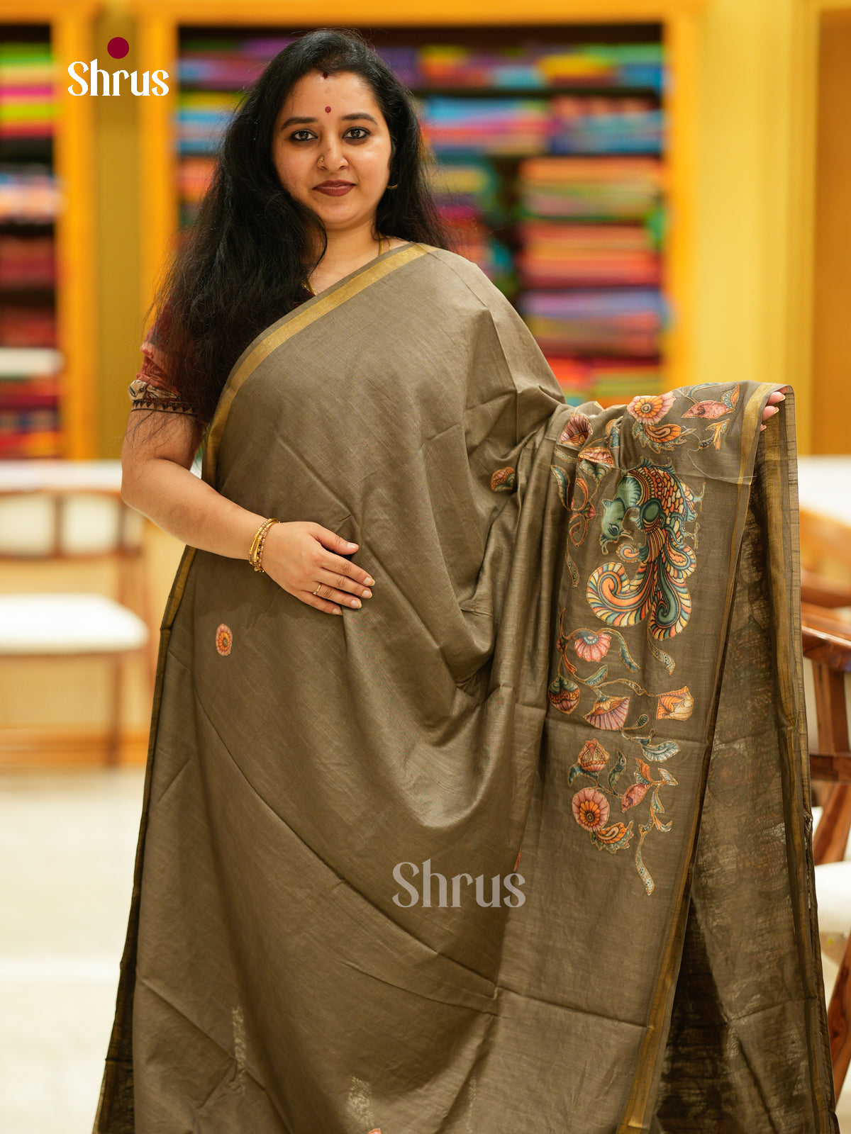 Kalamkari Applique Saree - EGS13084