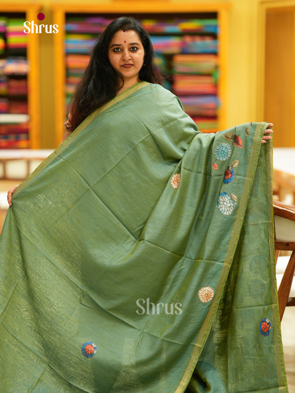 Kalamkari Applique Saree - EGS13085