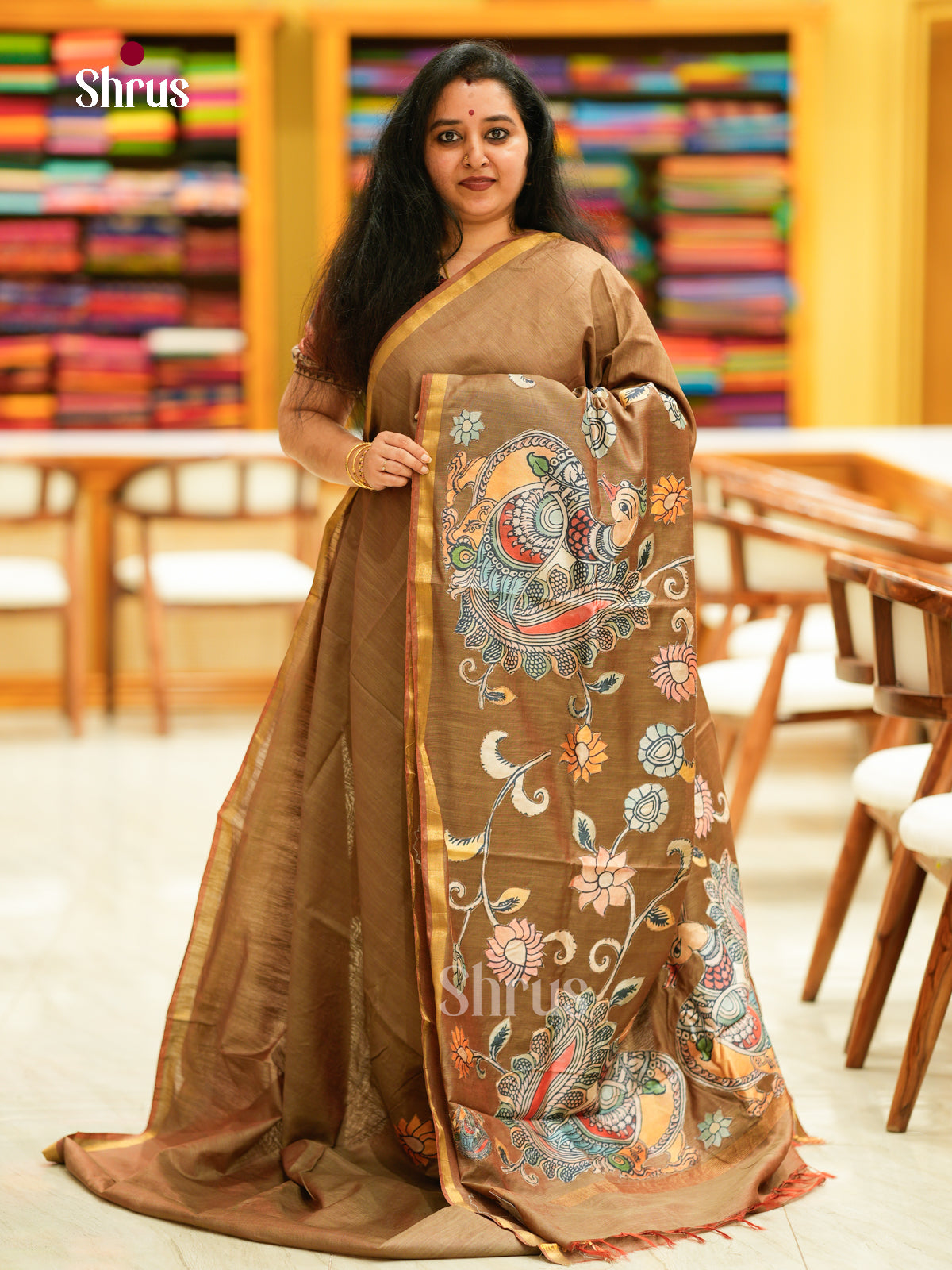 Kalamkari Applique Saree - EGS13087