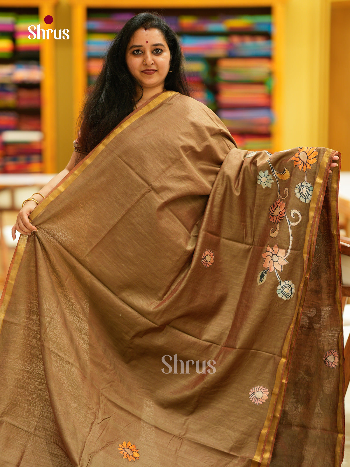 Kalamkari Applique Saree - EGS13087