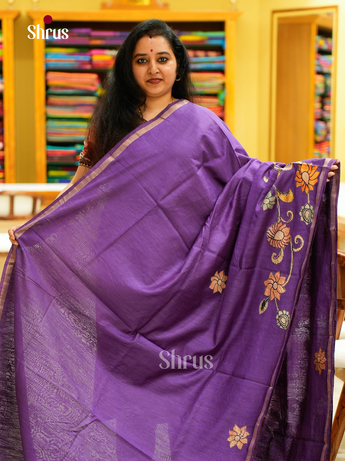 Kalamkari Applique Saree - EGS13090