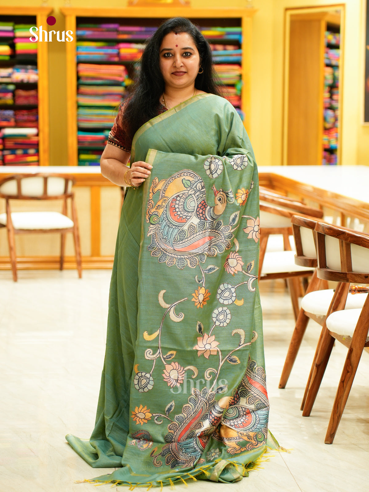 Kalamkari Applique Saree - EGS13091