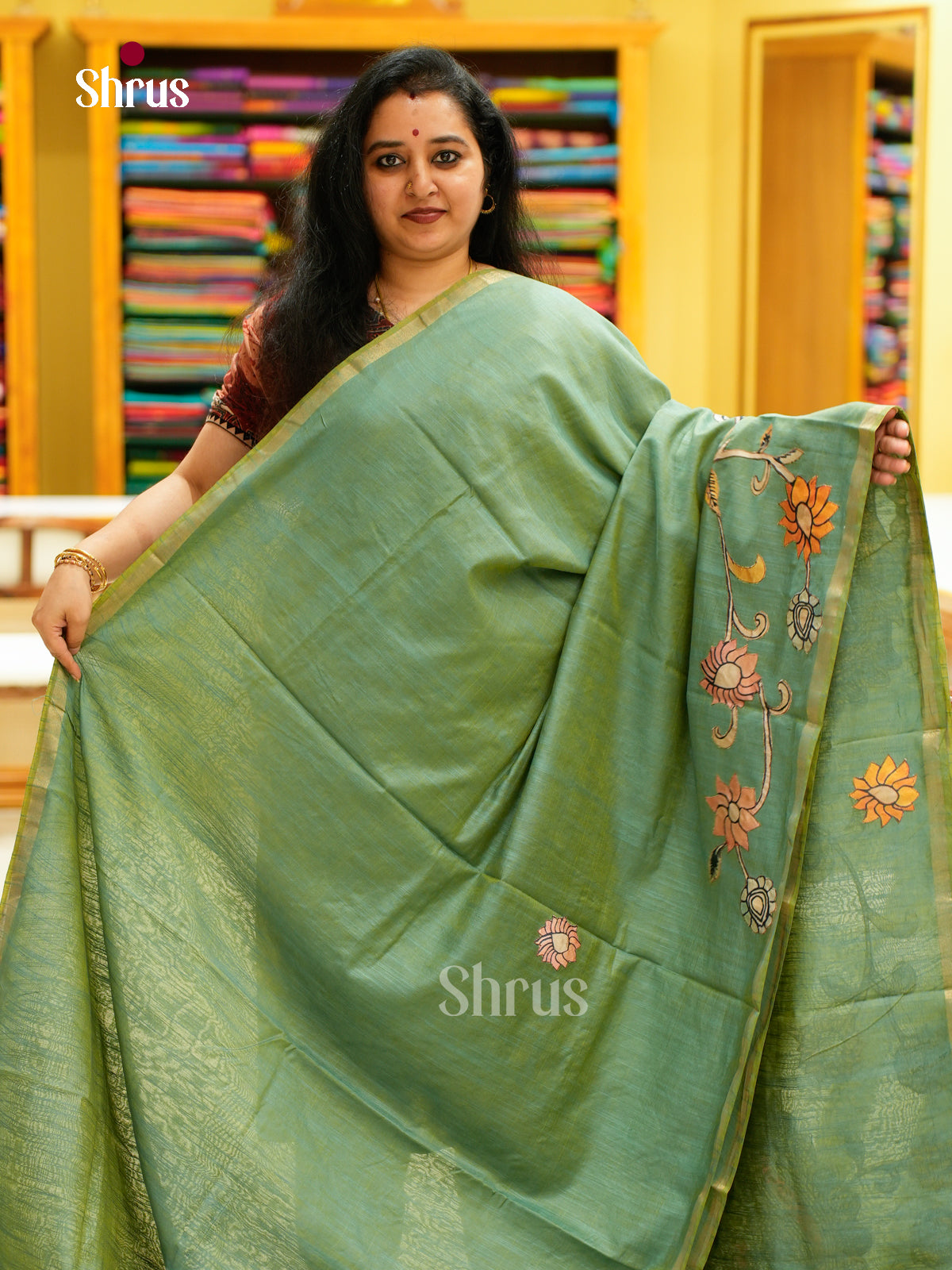 Kalamkari Applique Saree - EGS13091