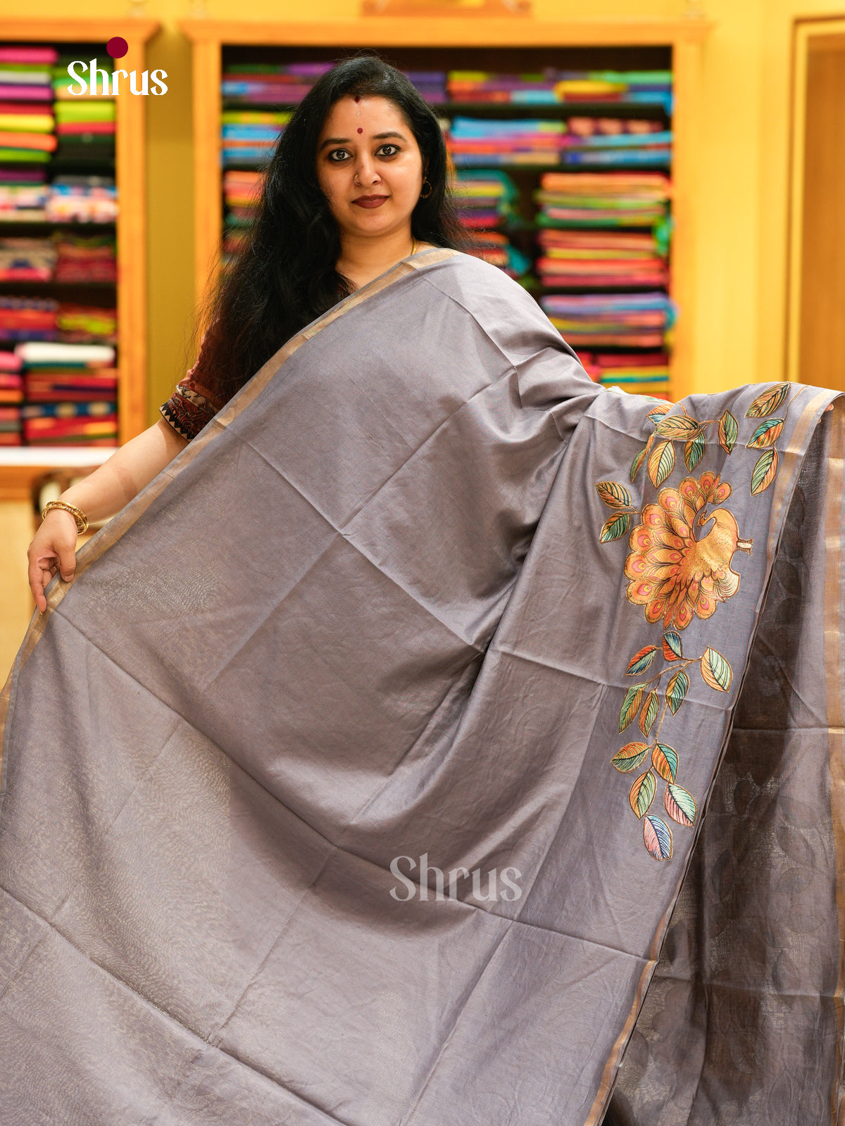 Kalamkari Applique Saree - EGS13094