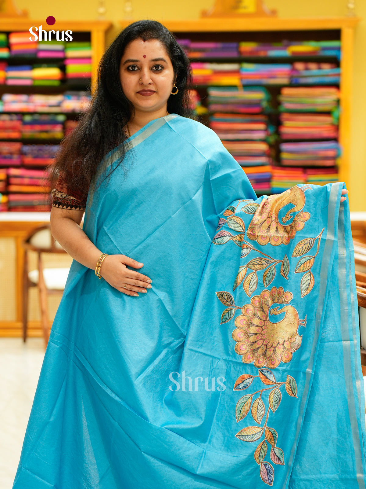Kalamkari Applique Saree - EGS13097