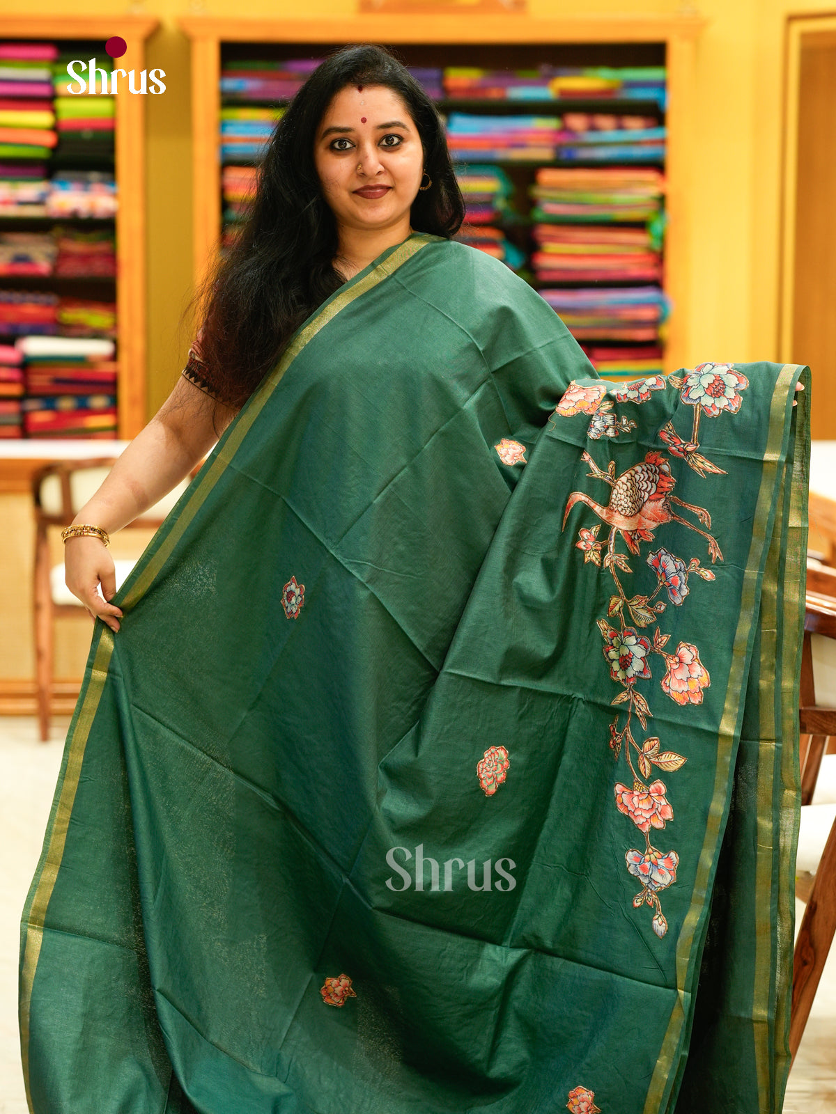 Kalamkari Applique Saree - EGS13107
