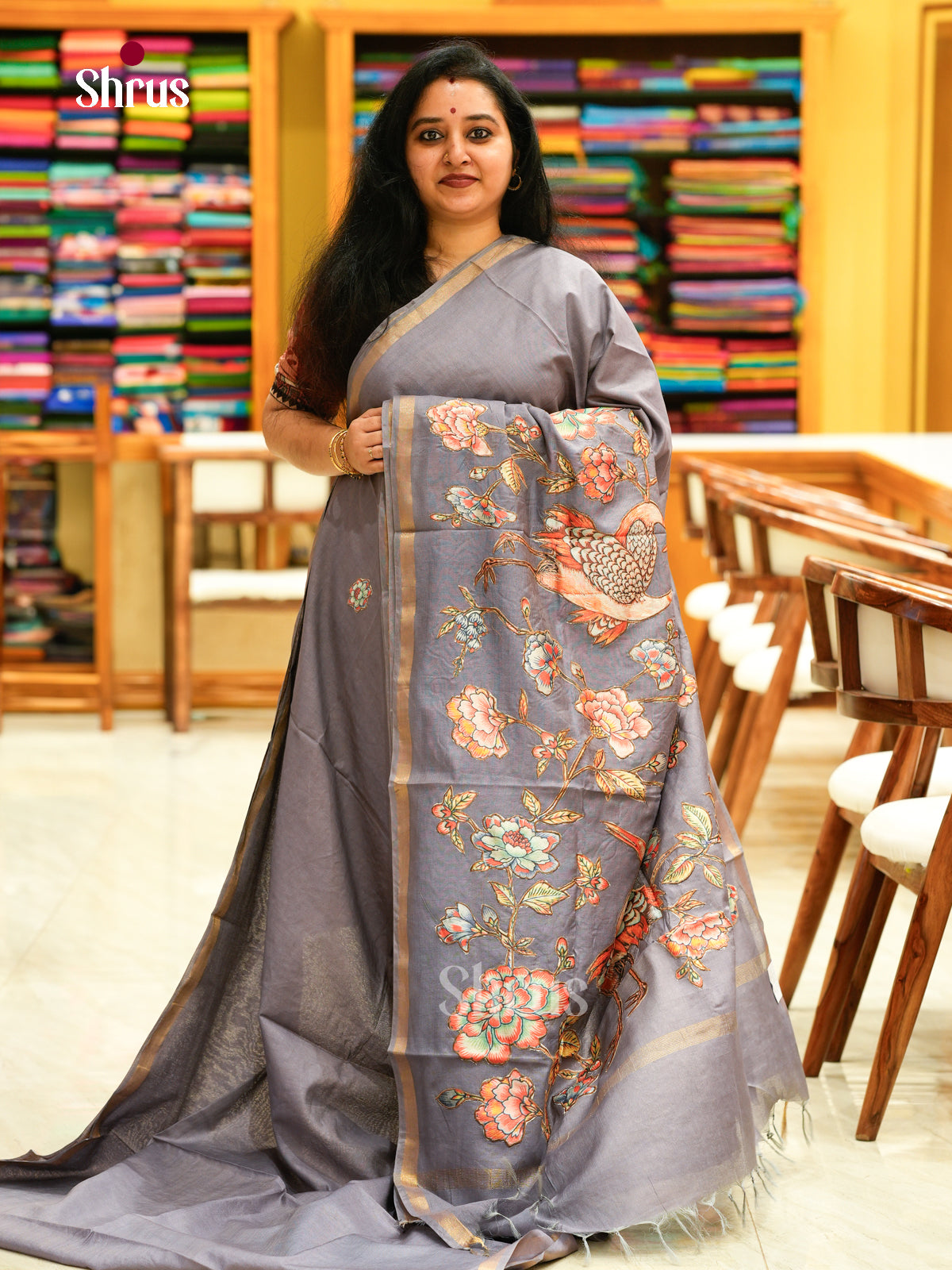 Kalamkari Applique Saree - EGS13109