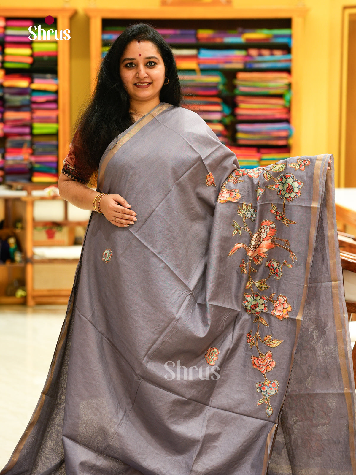 Kalamkari Applique Saree - EGS13109