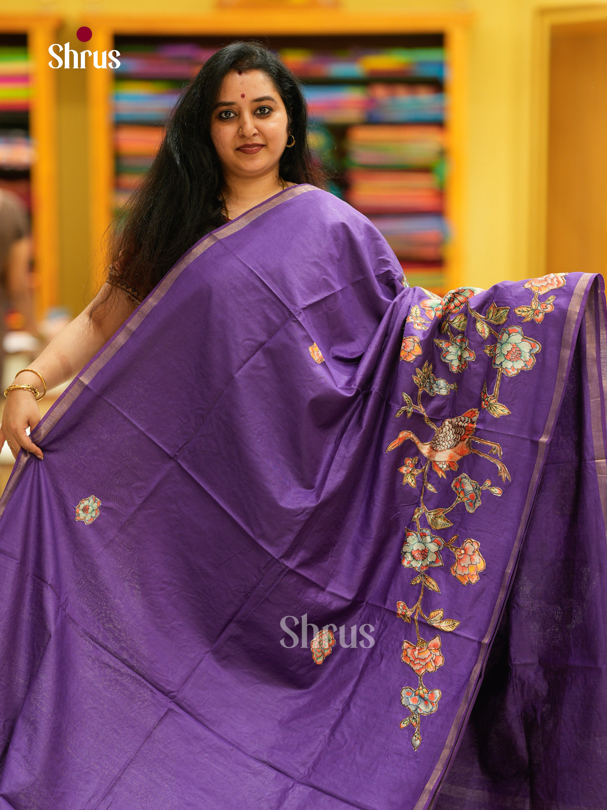 Kalamkari Applique Saree - EGS13111