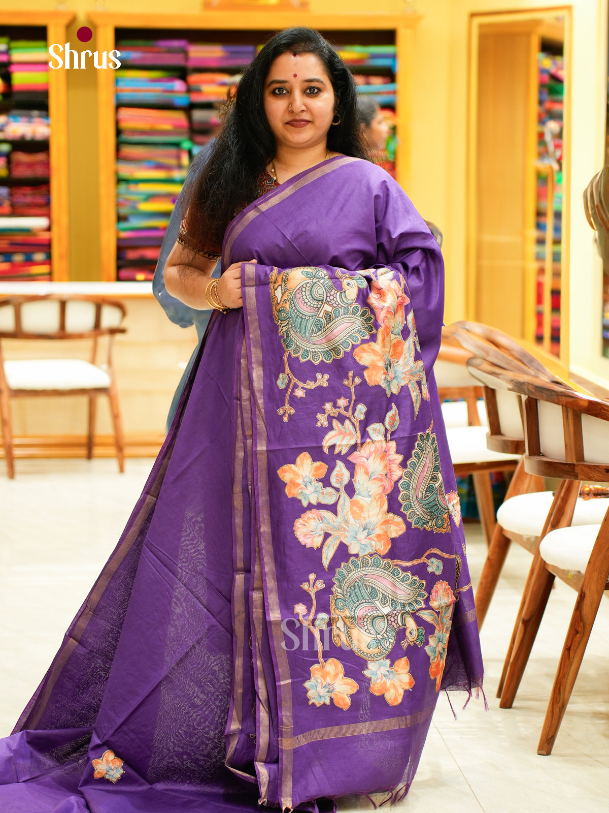 Kalamkari Applique Saree - EGS13114