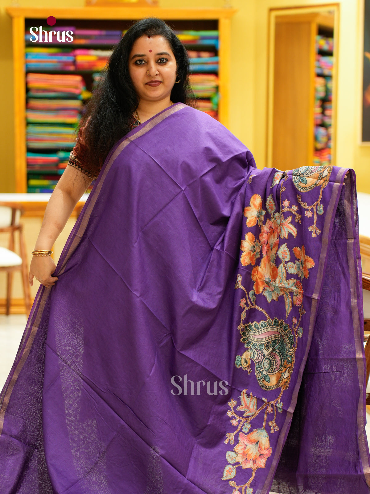 Kalamkari Applique Saree - EGS13114
