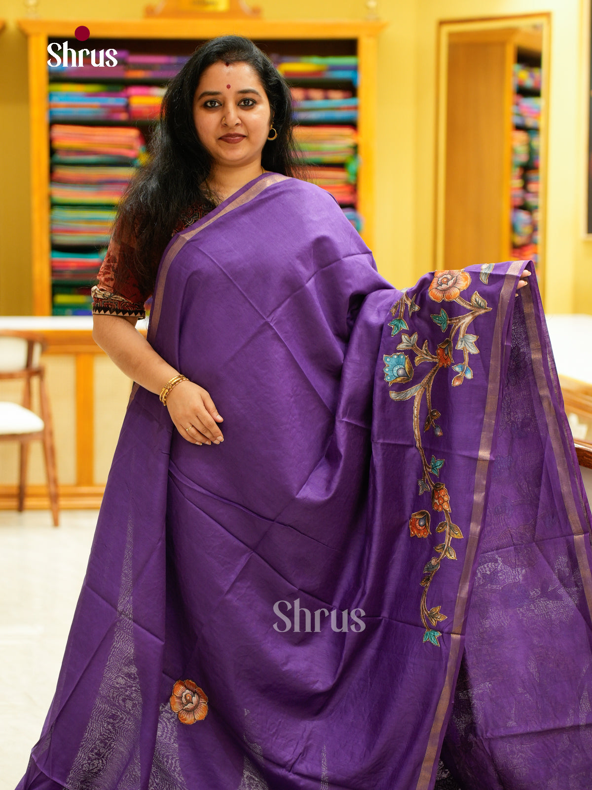 Kalamkari Applique Saree - EGS13123