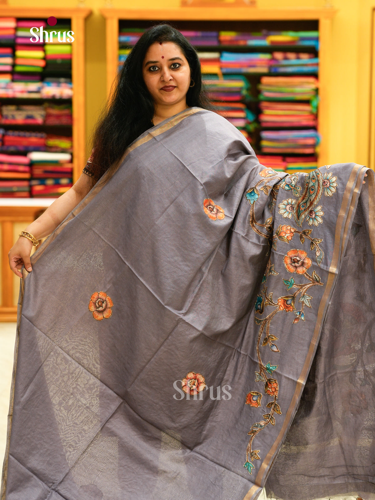 Kalamkari Applique Saree - EGS13131
