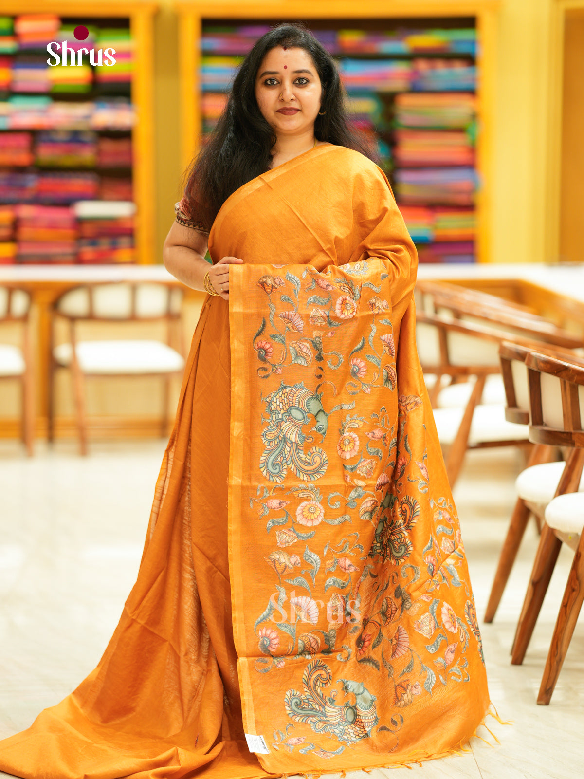 Kalamkari Applique Saree - EGS13134