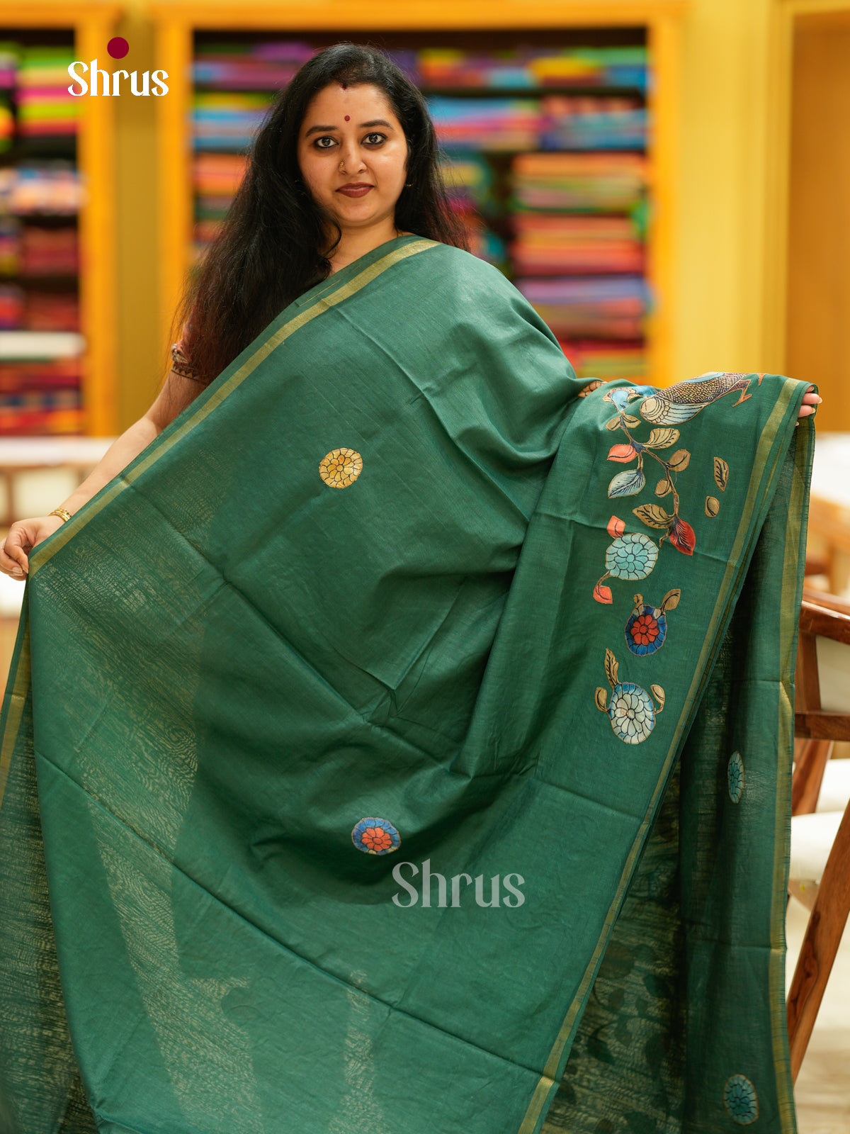 Kalamkari Applique Saree - EGS13136