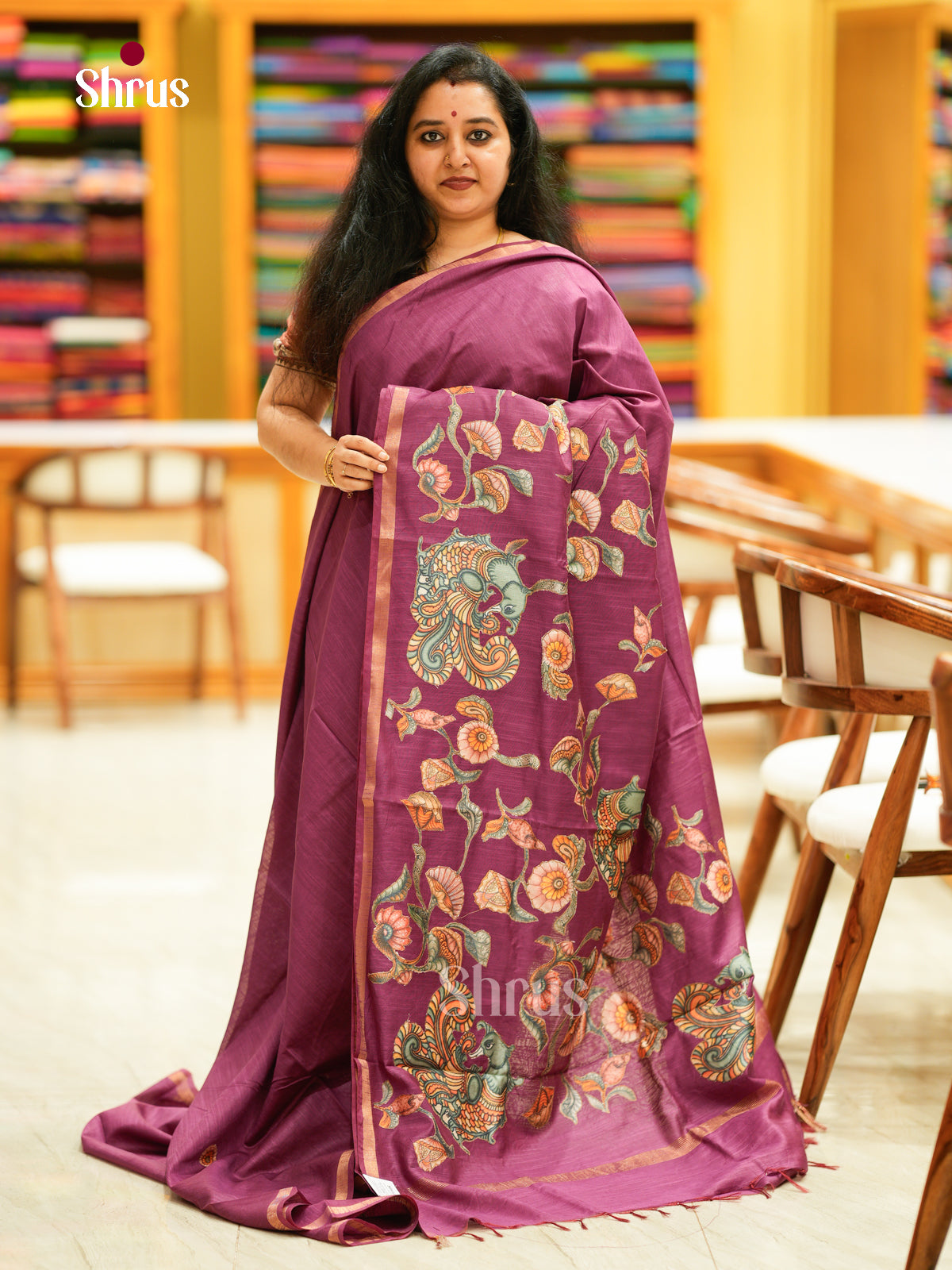 Kalamkari Applique Saree - EGS13143
