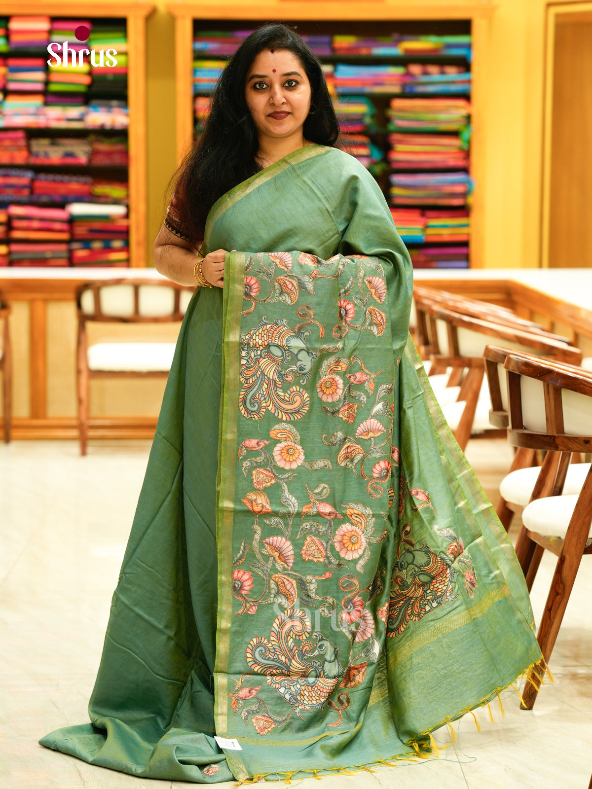 Kalamkari Applique Saree - EGS13144
