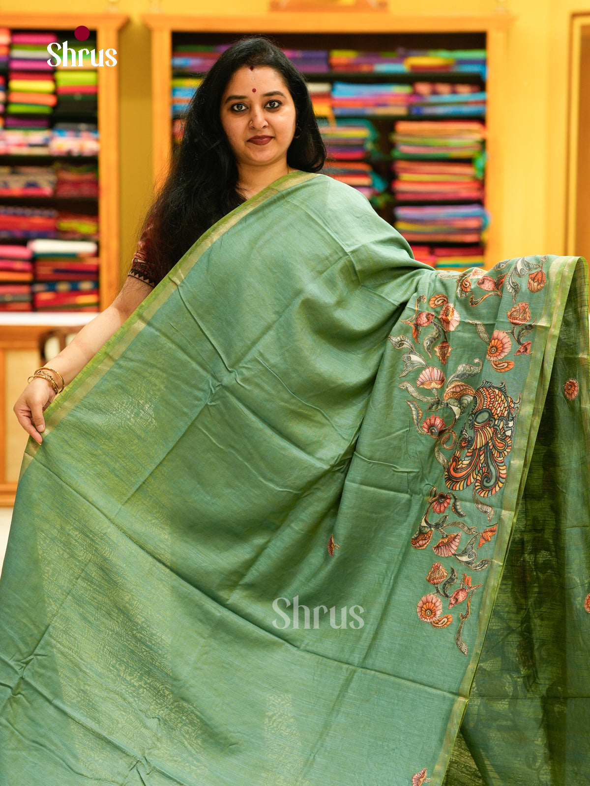 Kalamkari Applique Saree - EGS13144