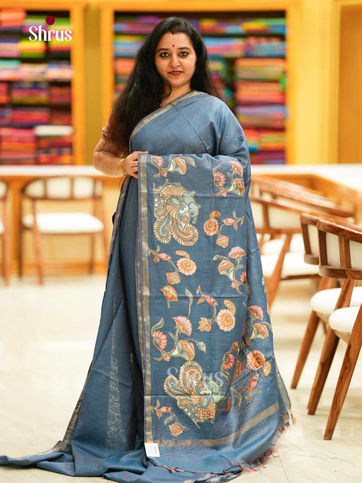 Kalamkari Applique Saree - EGS13147