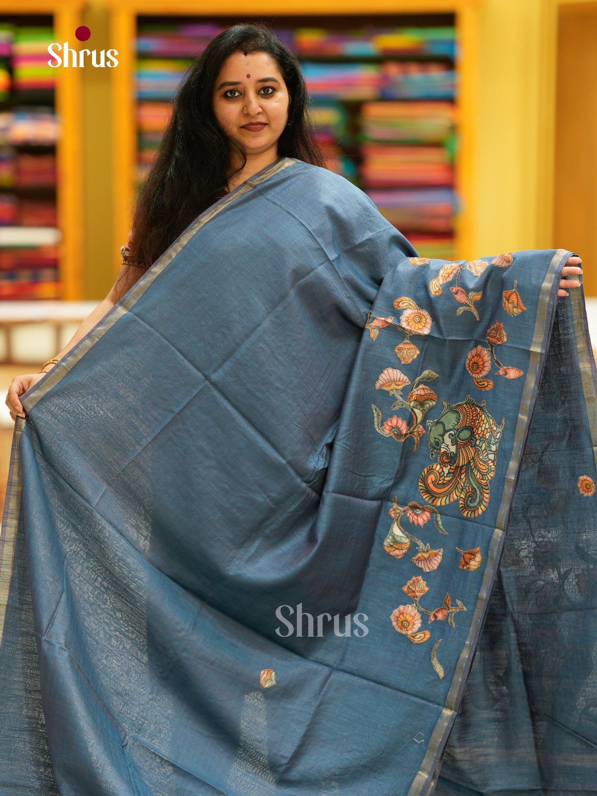 Kalamkari Applique Saree - EGS13147