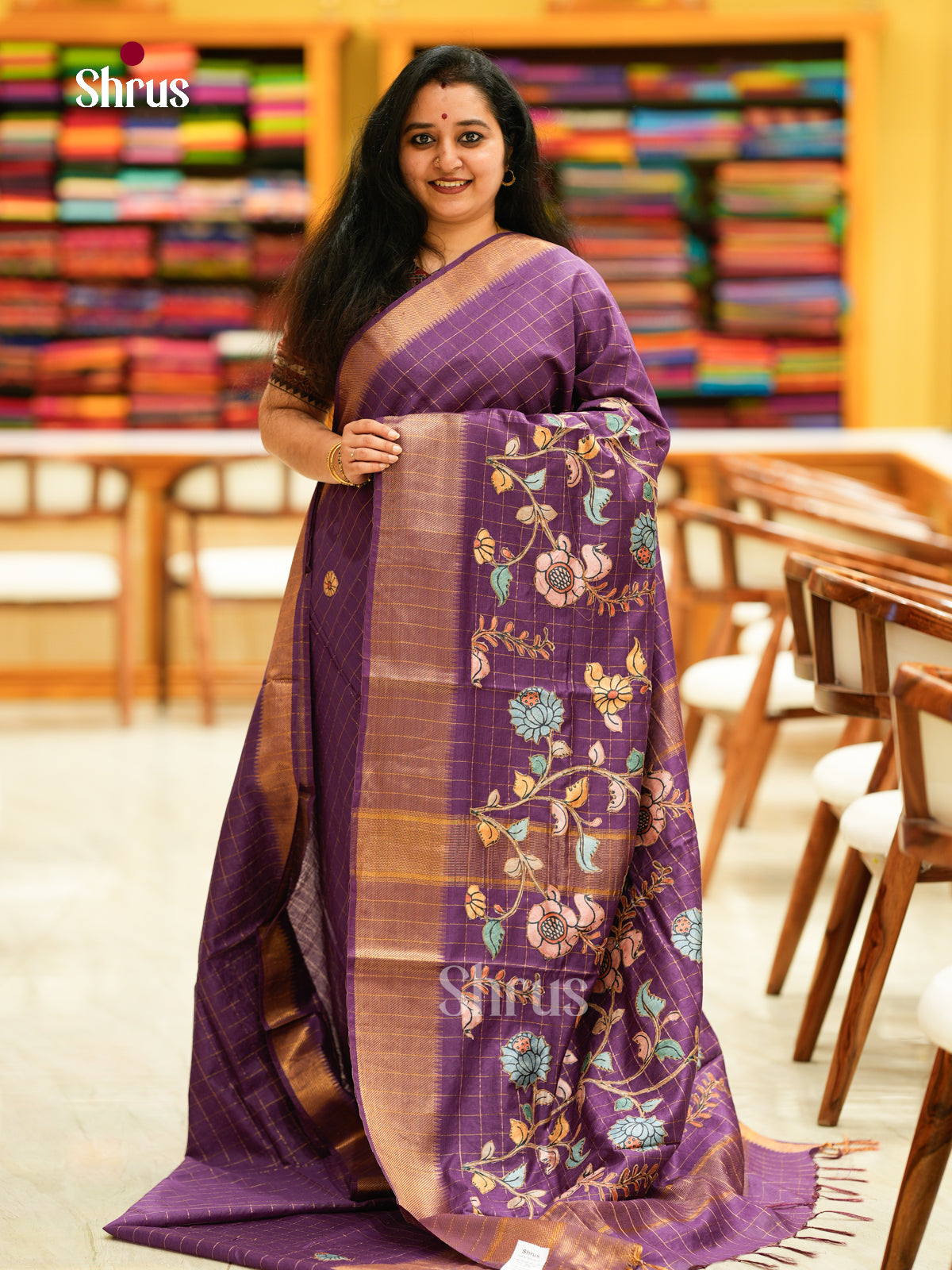 Kalamkari Applique Saree - EGS13163