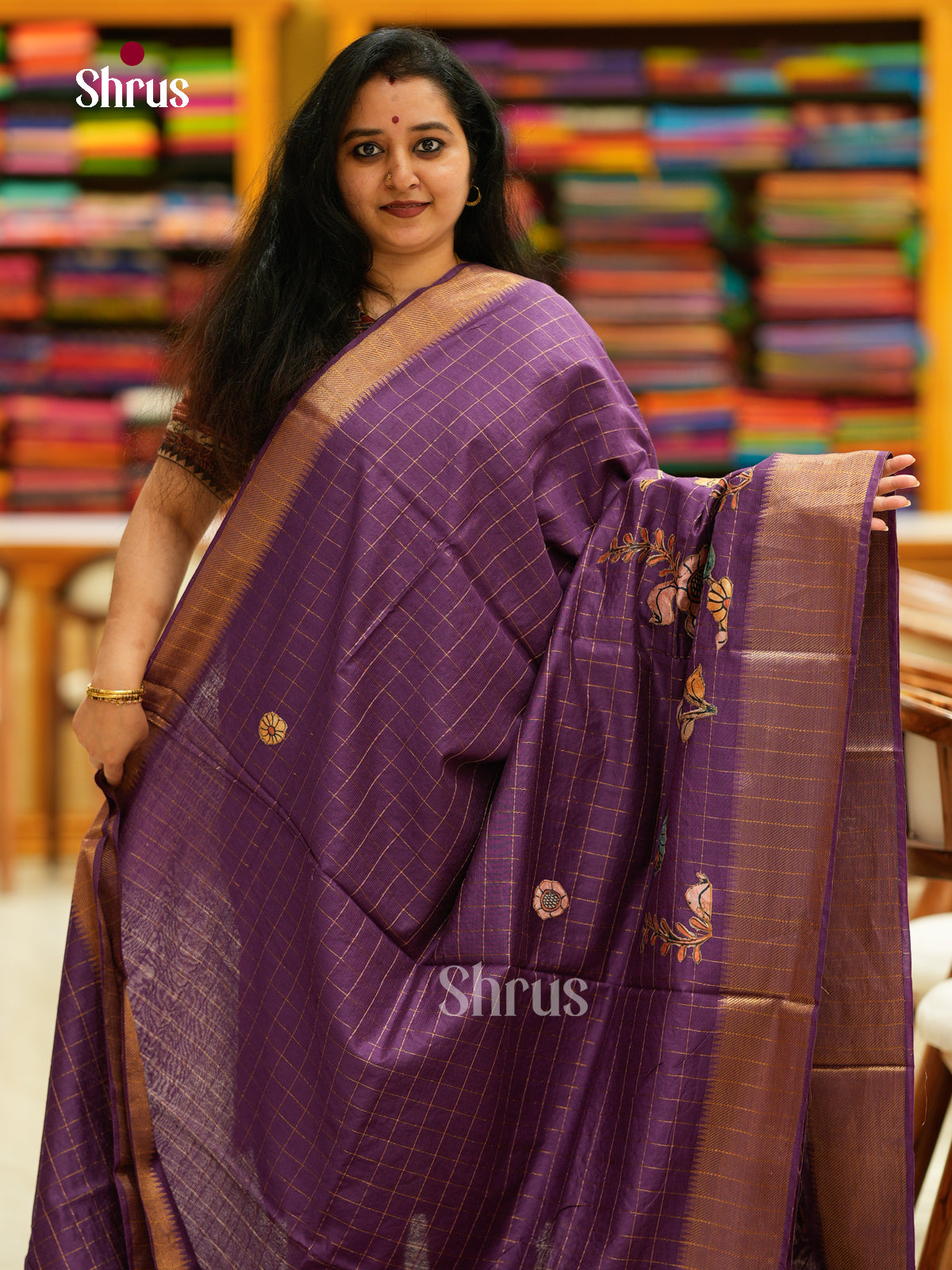 Kalamkari Applique Saree - EGS13163
