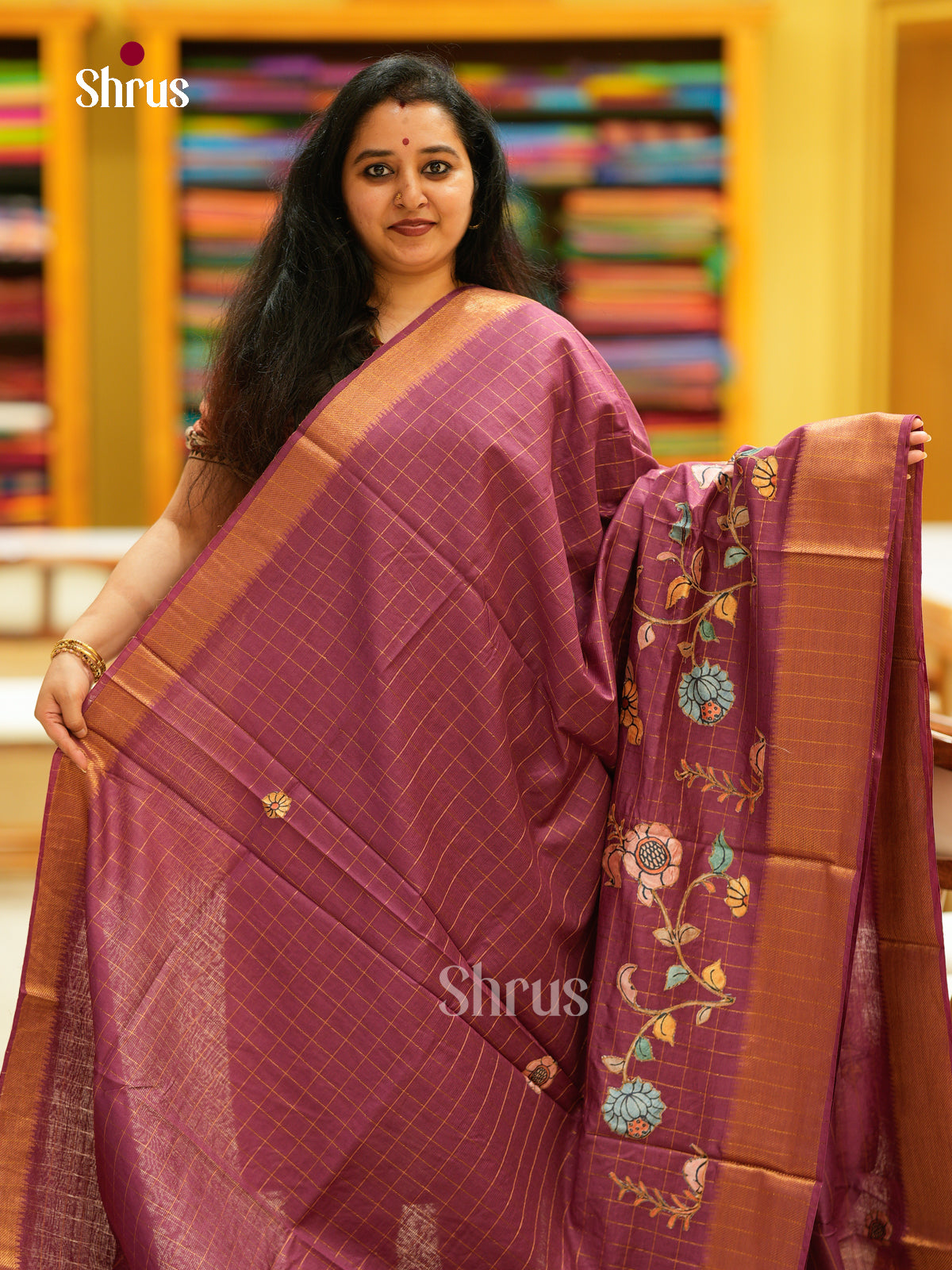 Kalamkari Applique Saree - EGS13165