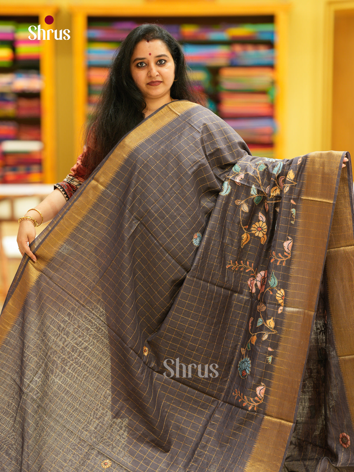 Kalamkari Applique Saree - EGS13166