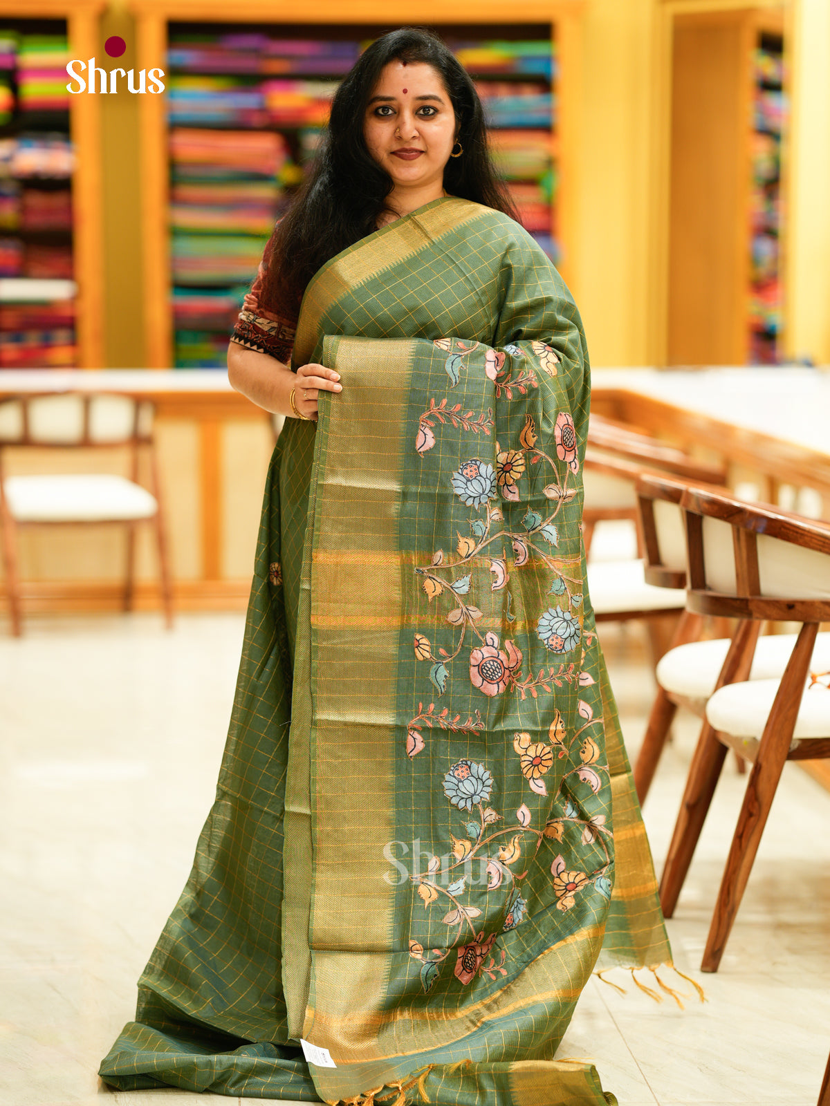 Kalamkari Applique Saree - EGS13169