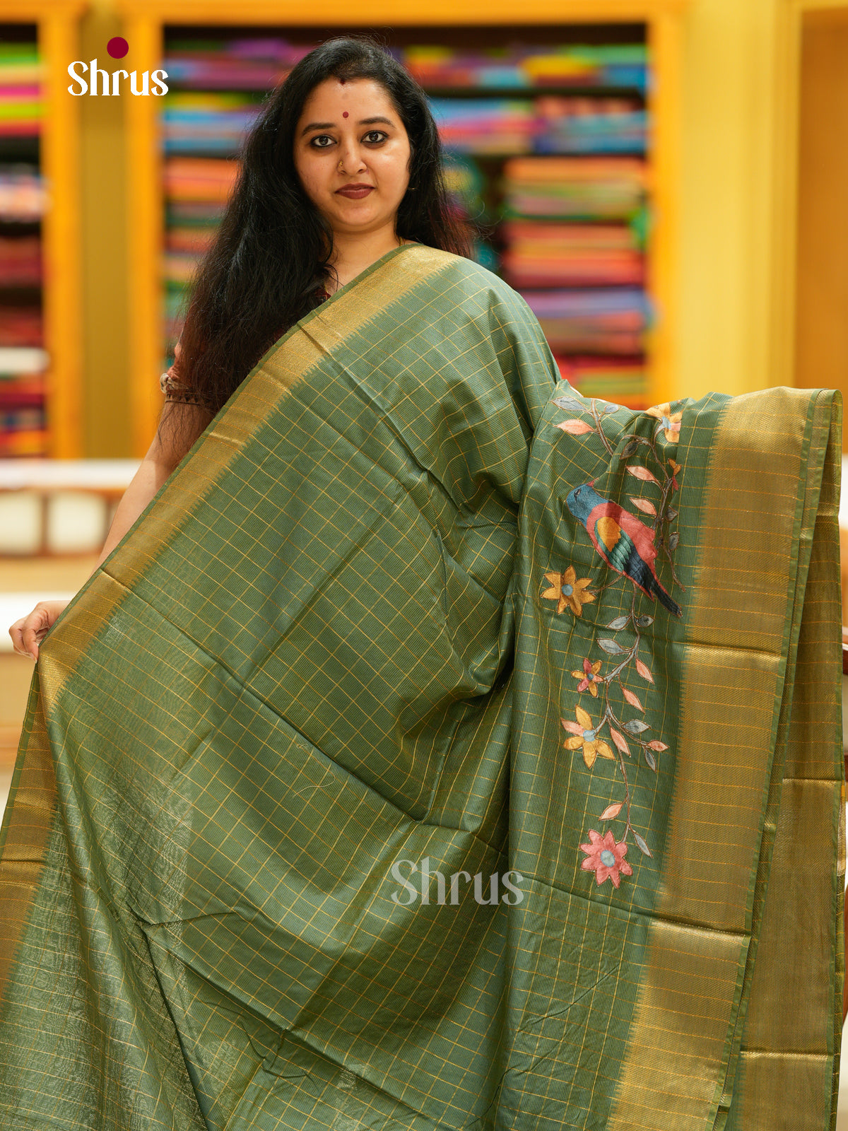 Kalamkari Applique Saree - EGS13174