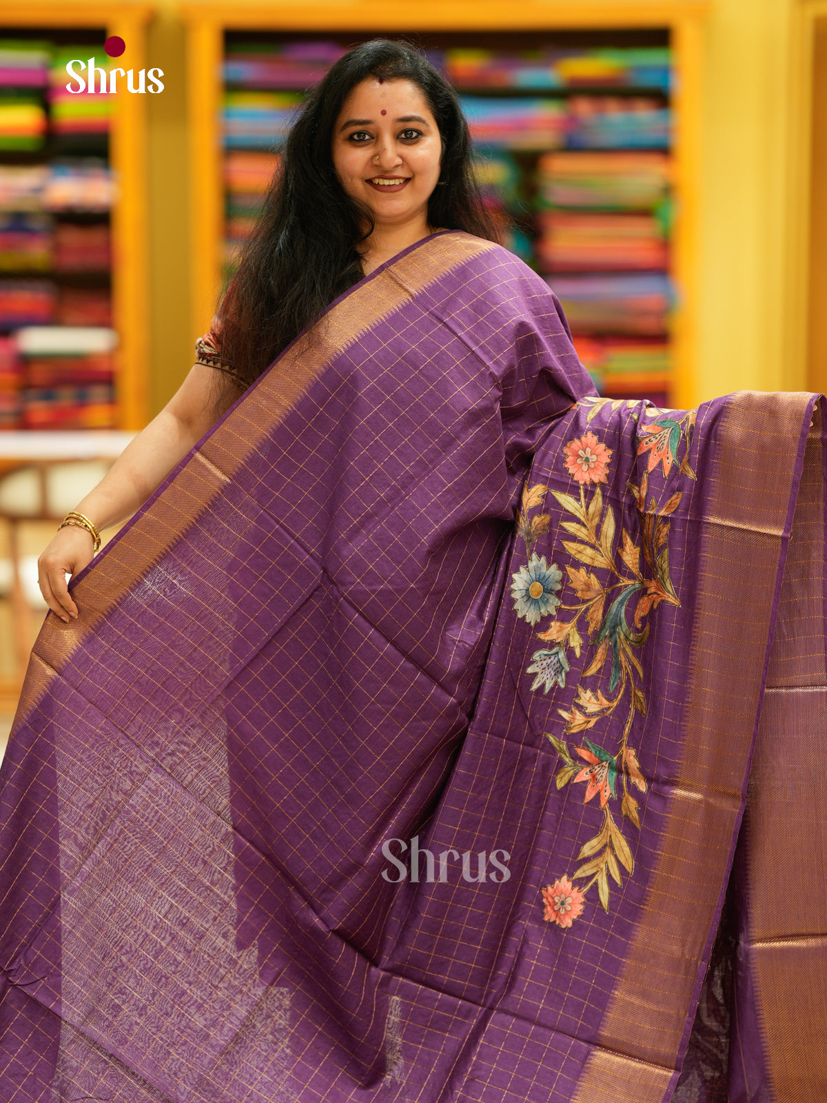 Kalamkari Applique Saree - EGS13183