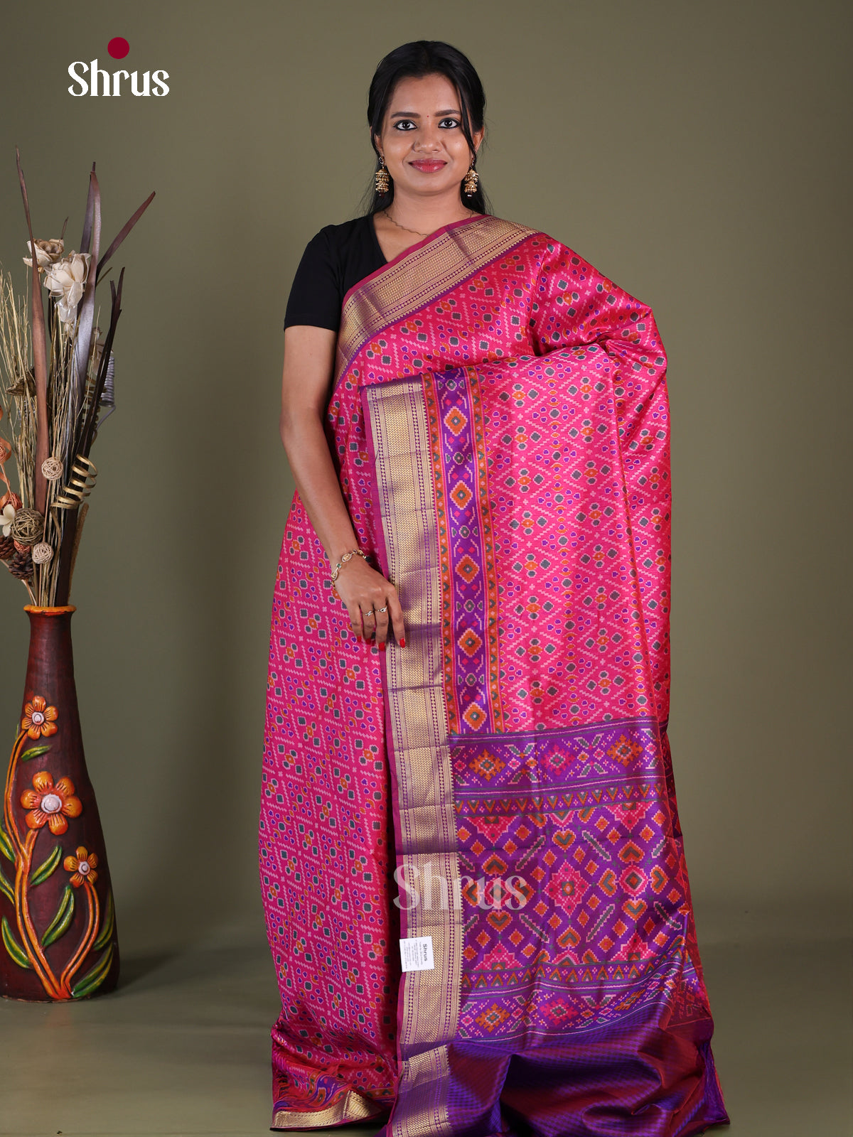 Pink & Purple- Semi Patola Saree