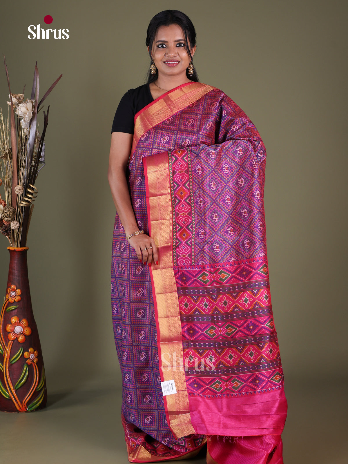 Purple & Pink - Semi Patola Saree