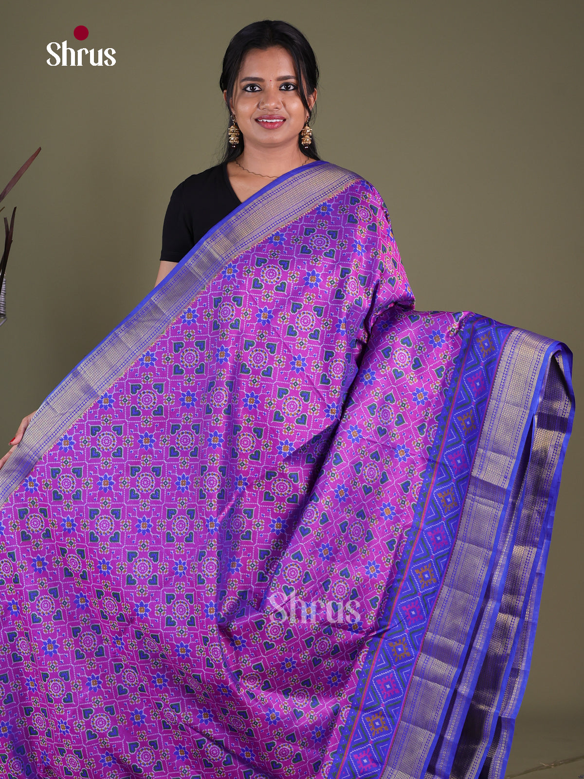 Purple & Blue - Semi Patola Saree