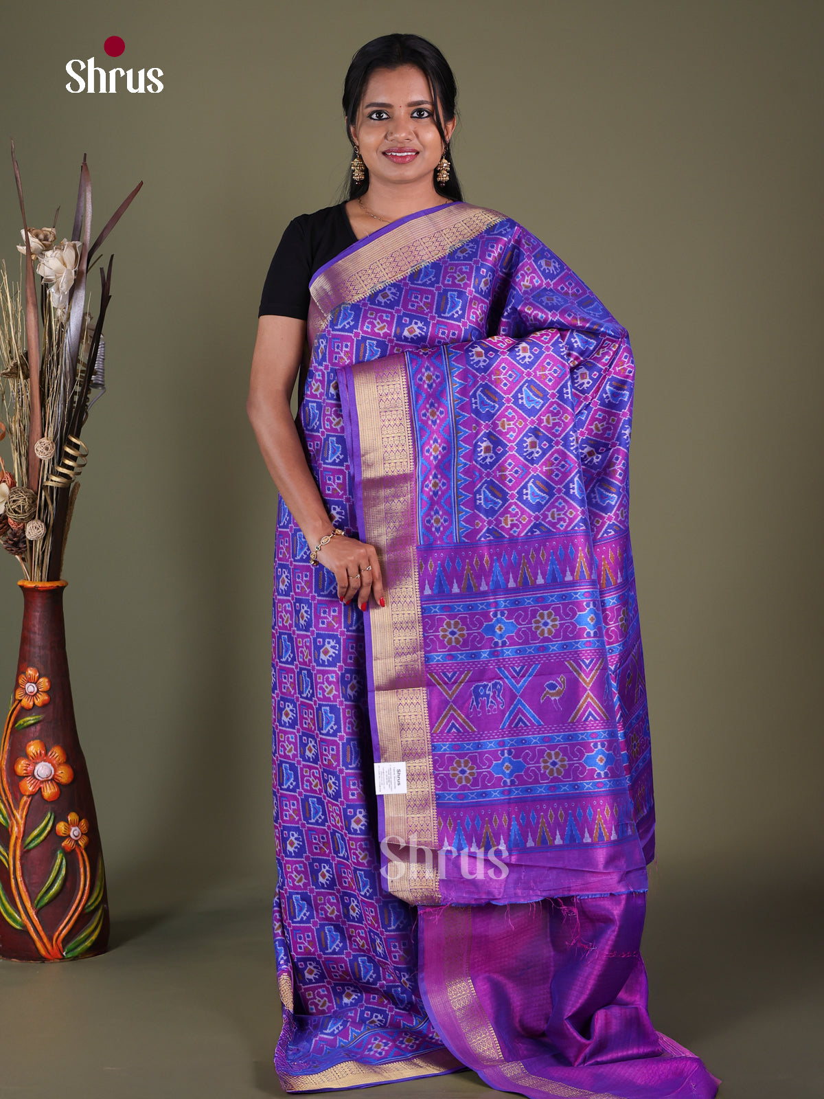 Blue & Purple - Semi Patola Saree