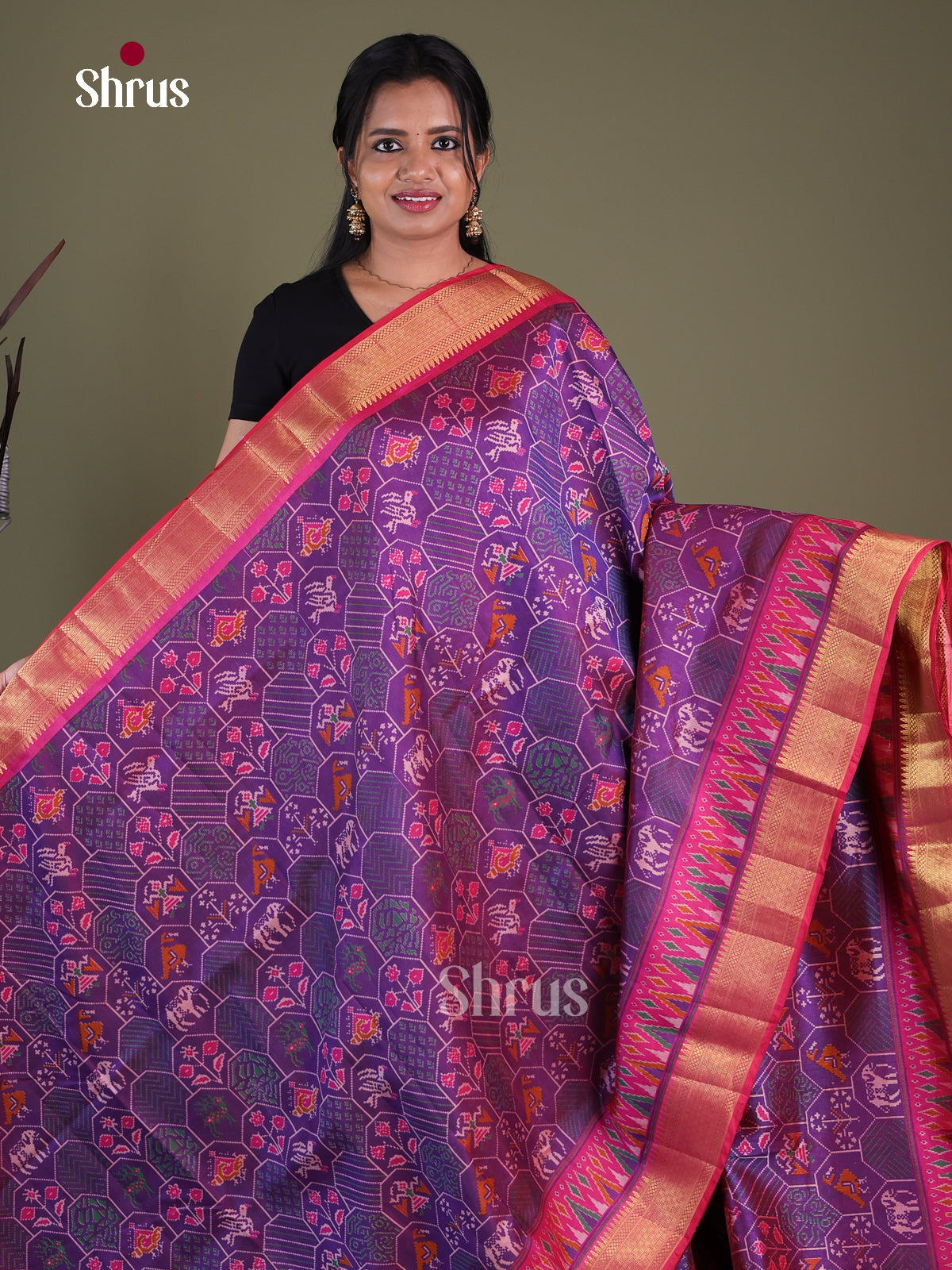 Purple & Pink - Semi Patola Saree