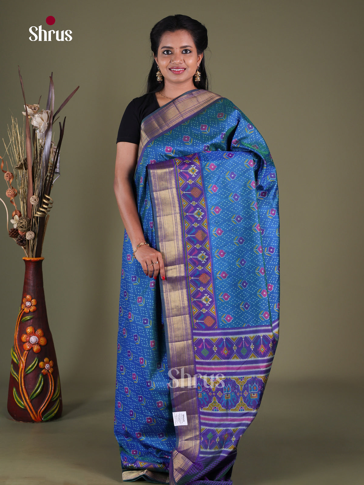 Blue & Purple- Semi Patola Saree