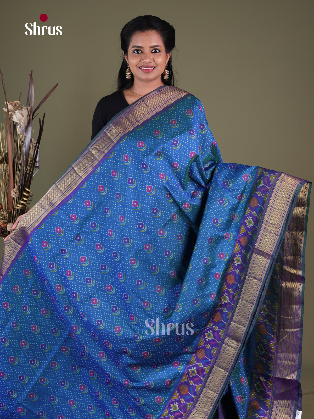 Blue & Purple- Semi Patola Saree