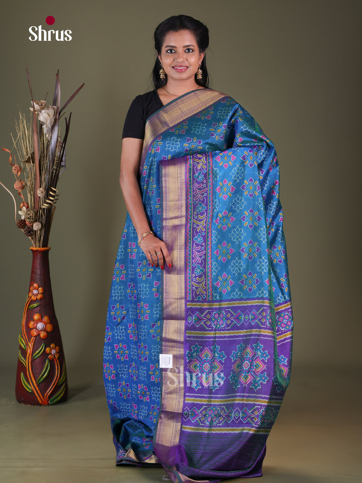 Blue & Purple -Semi Patola Saree