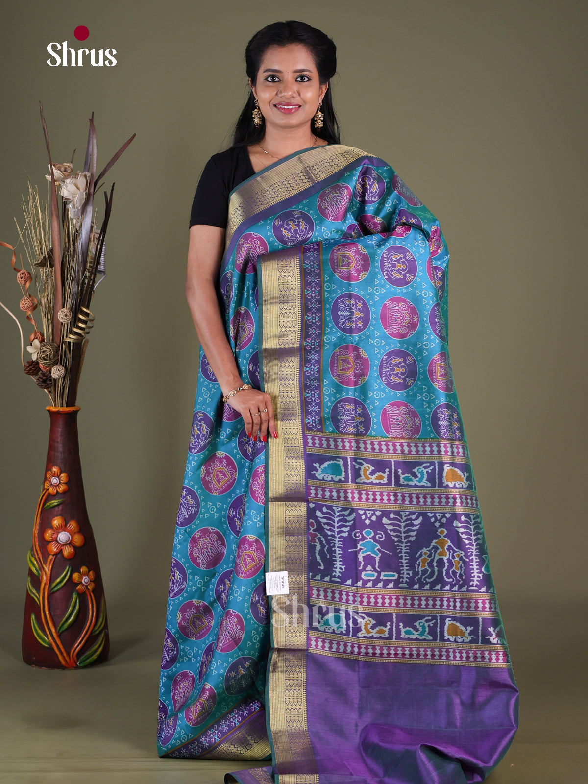 Blue & Purple - Semi Patola Saree
