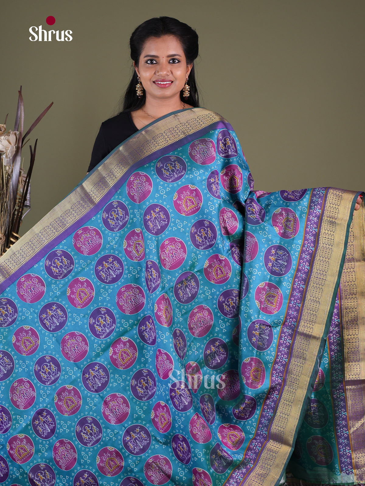 Blue & Purple - Semi Patola Saree