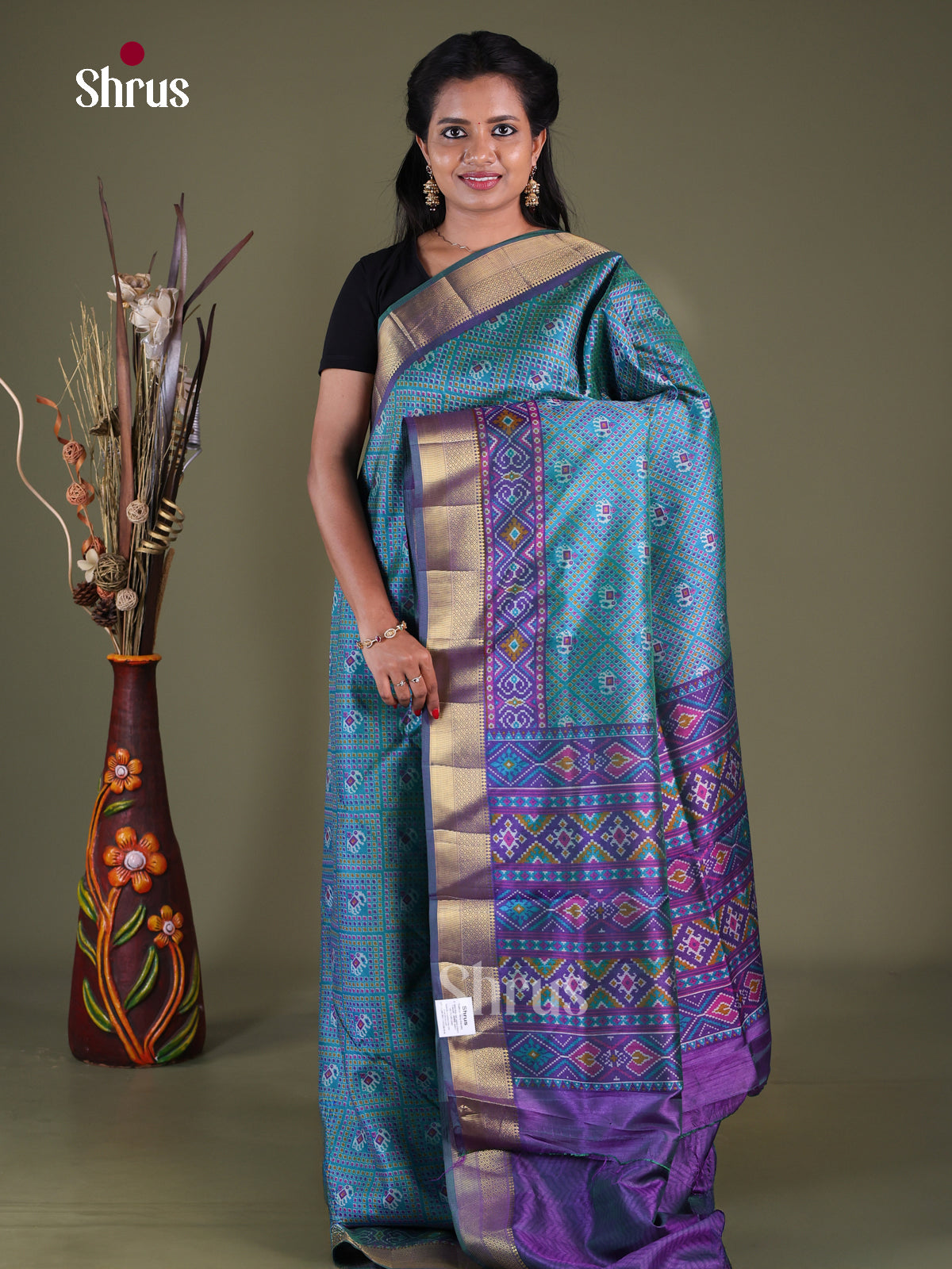 Blue & Purple - Semi Patola Saree
