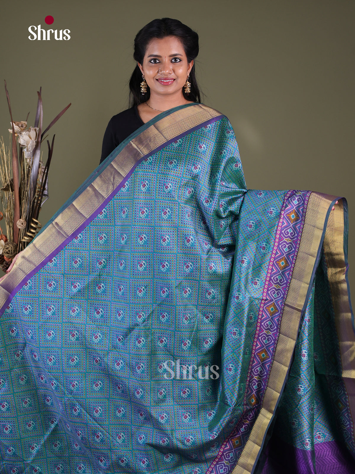 Blue & Purple - Semi Patola Saree