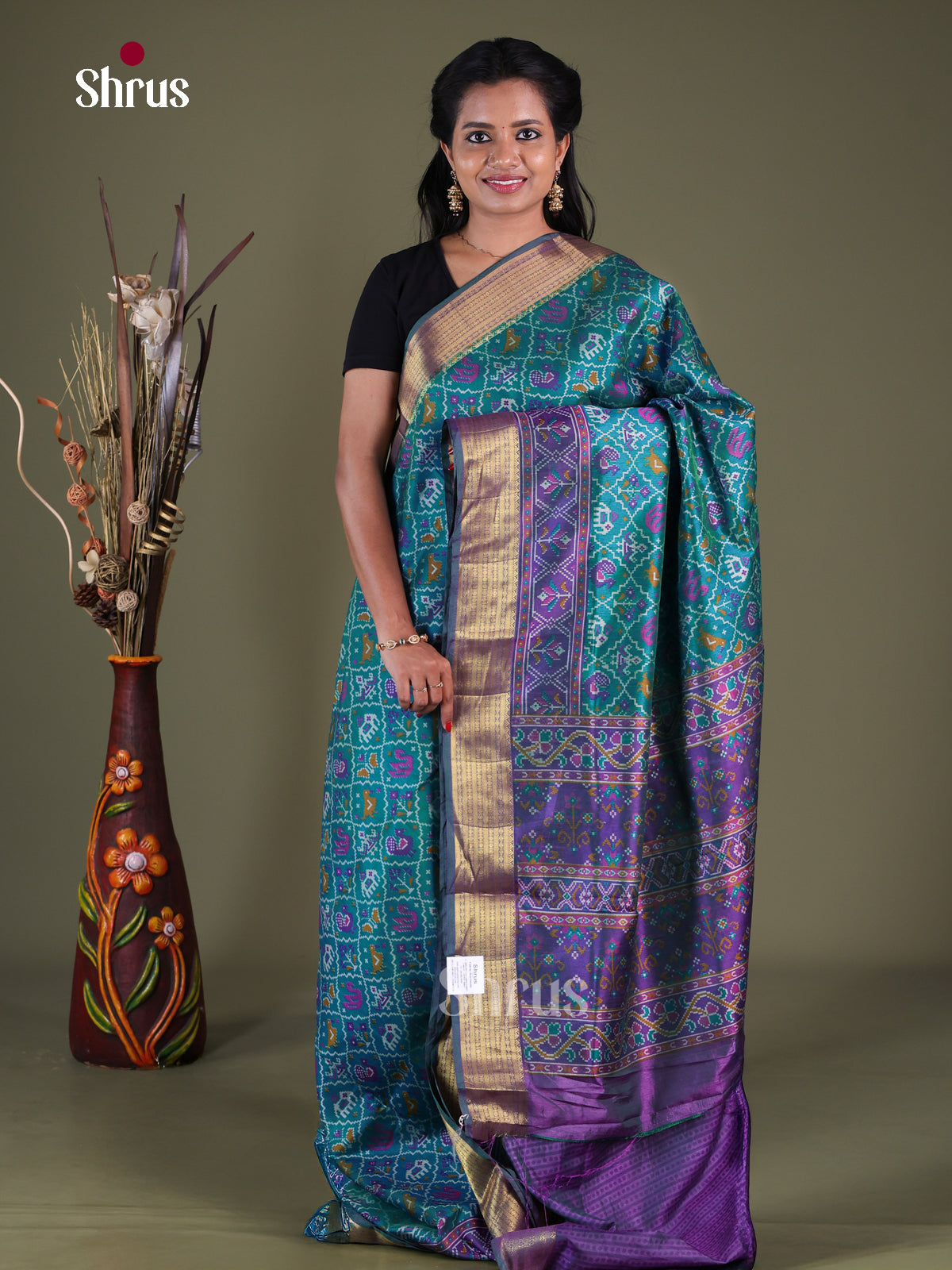 Blue & Purple - Semi Patola Saree
