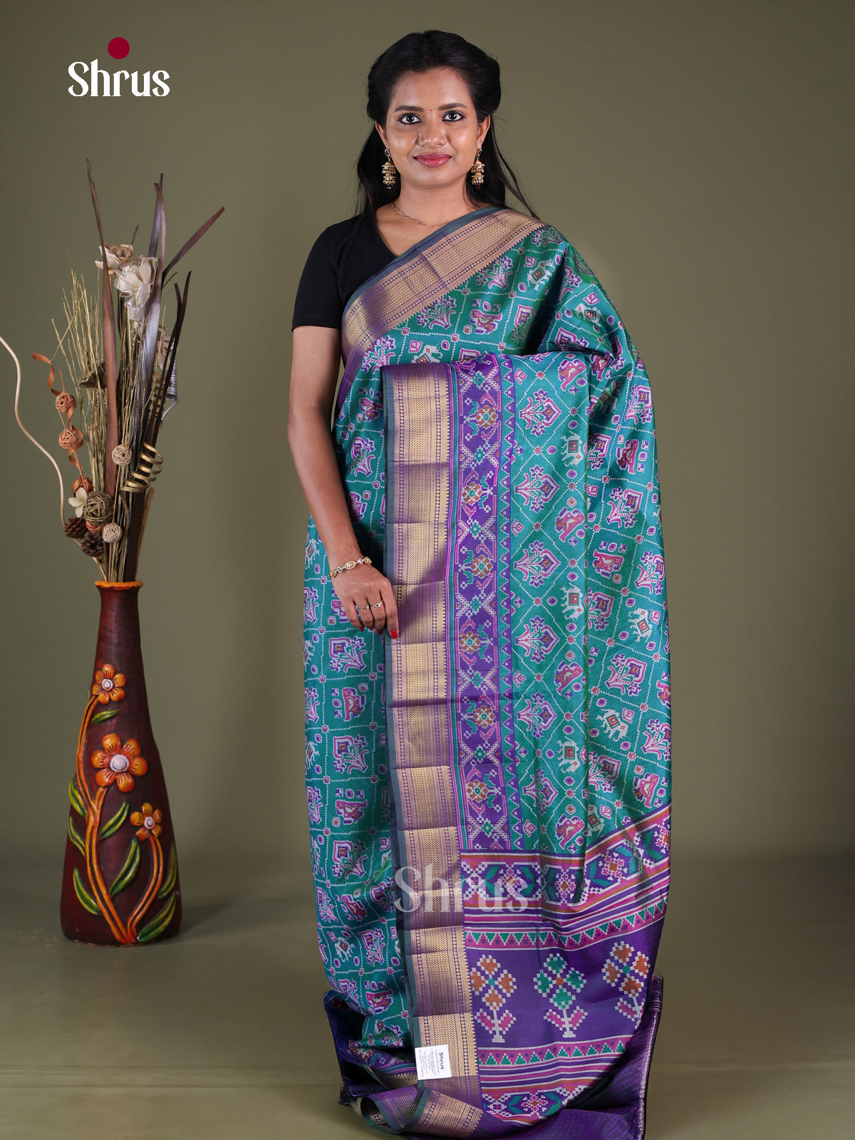 Blue & Purple - Semi Patola Saree