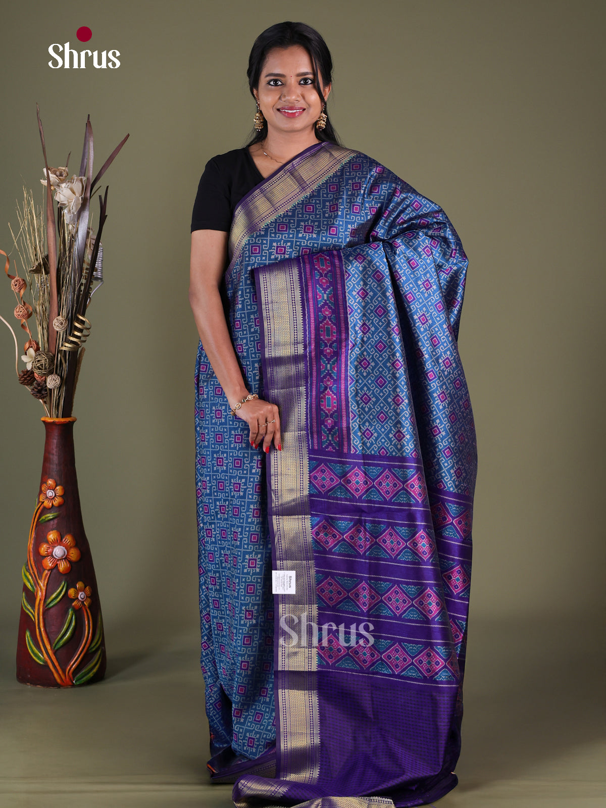 Blue & Purple - Semi Patola Saree