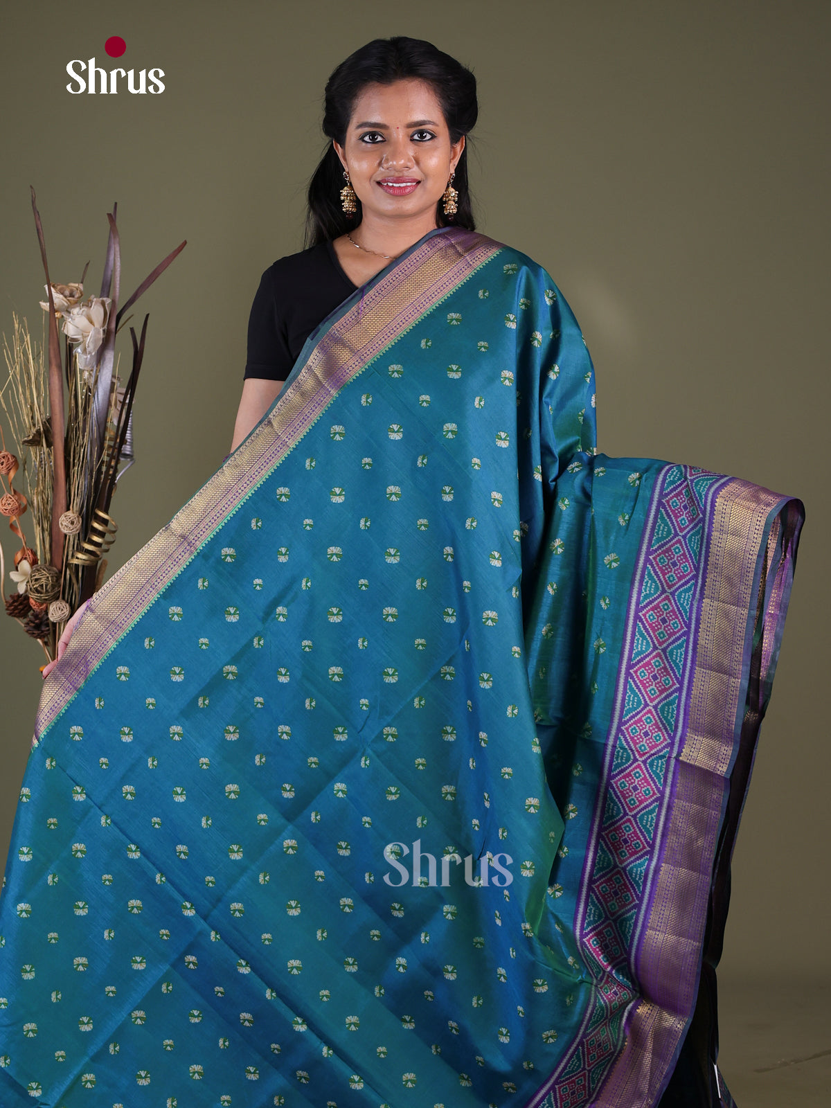 Blue & Purple - Semi Patola Saree